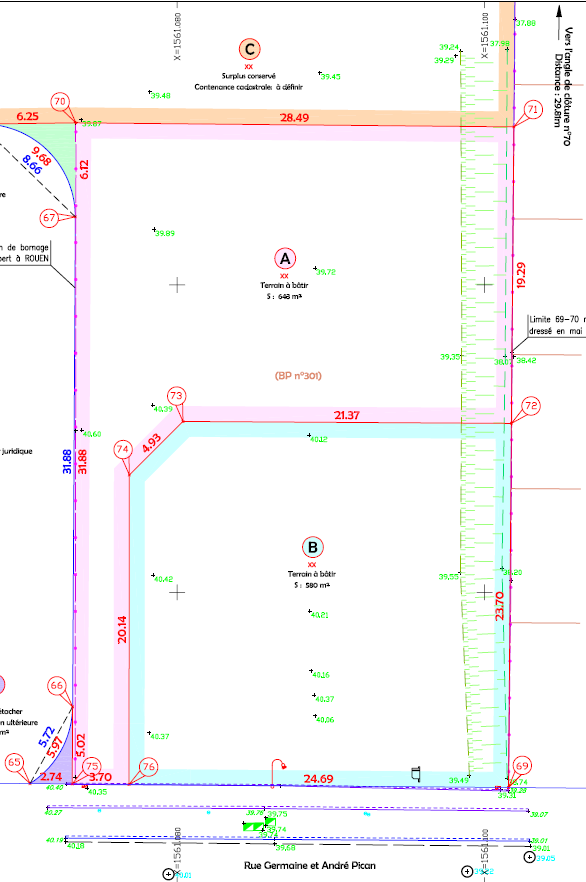Plan des terrains à bâtir